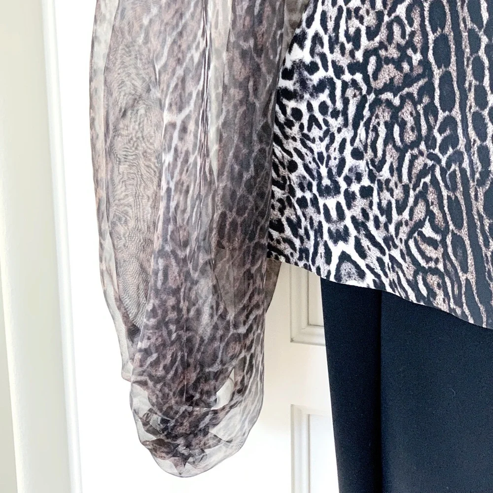 CHIARA BONI La Petite Robe Hasana Sheer Leopard Print Peplum Dress - Picture 8 of 14